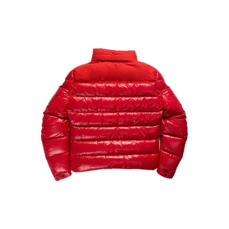 Moncler Letter Solid Color Shiny Stand Collar Down Jacket Men's Red-1