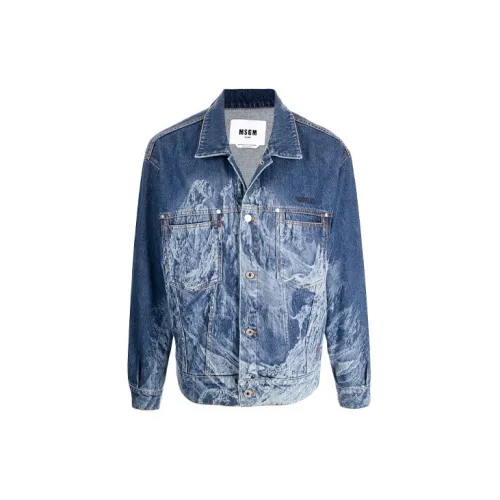 MSGM Denim Jackets Men Blue