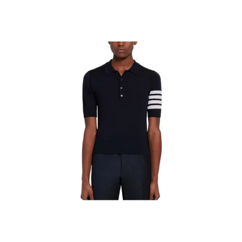 THOM BROWNE Polo Shirts Men Marine Blue