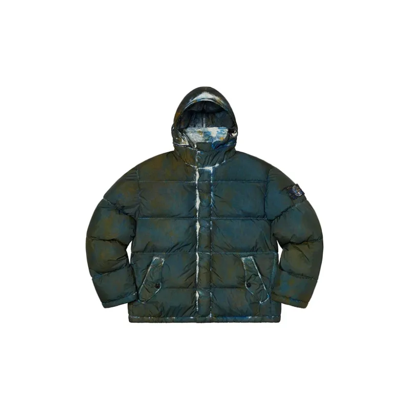 Supreme X Stone Island Painted Camo Crinkle Down Jacket-7