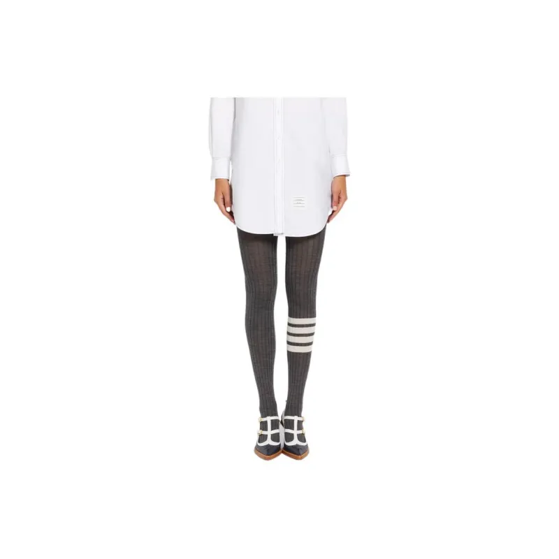 THOM BROWNE 4 Bar Striped Ribbed Tights-1