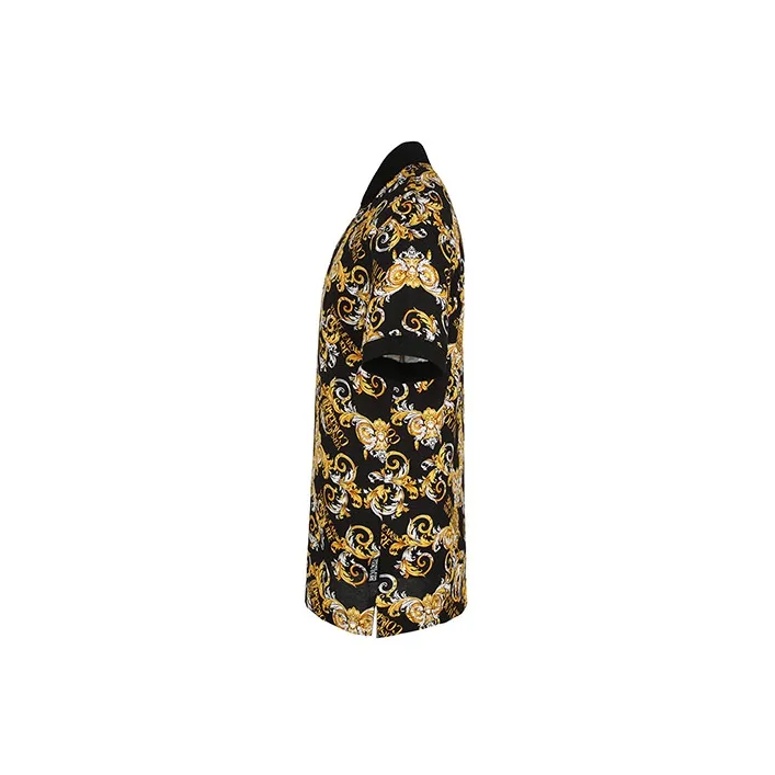 VERSACE JEANS COUTURE Men All Over Baroque Print Polo Shirt Black-2
