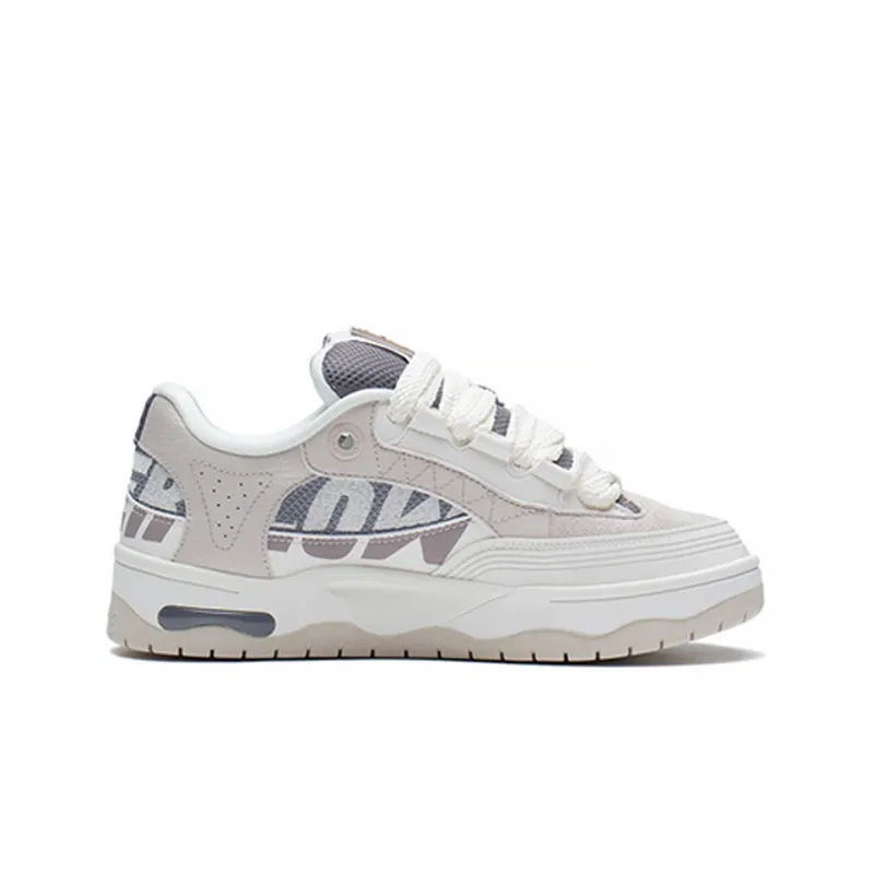 LiNing CF Tracing Cushioning Anti Slip And Wear Resistant Low Top Sports Casual Shoes Women's White Gray-1