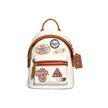 COACH Cow Leather Backpack Small Size Women's Ecru/Khaki