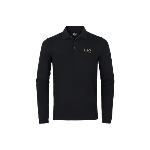 EMPORIO ARMANI EA7 Polo Shirts Men Black/Gold Logo