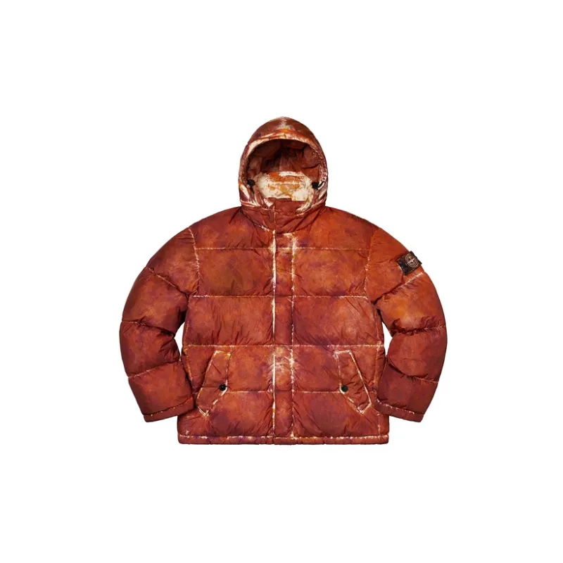 Supreme X Stone Island Painted Camo Crinkle Down Jacket-13