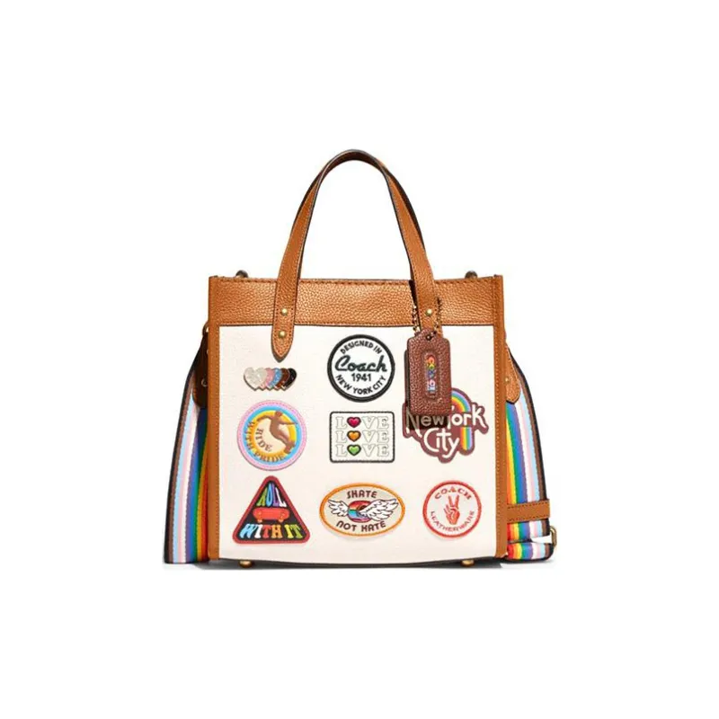 COACH Field Cowhide Leather Tote Bag Crossbody Bag Shopping Bag Regular Women's Ecru/Khaki-0