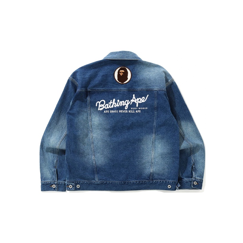 A BATHING APE Bape Denim Jacket Men Blue POIZON