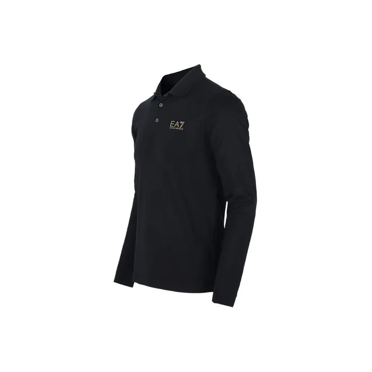 EMPORIO ARMANI EA7 Polo Shirt Men's Black Gold Logo-2