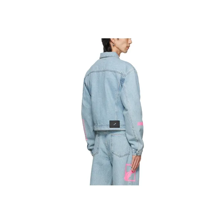WE11DONE Neon Logo Print Denim Jacket-1