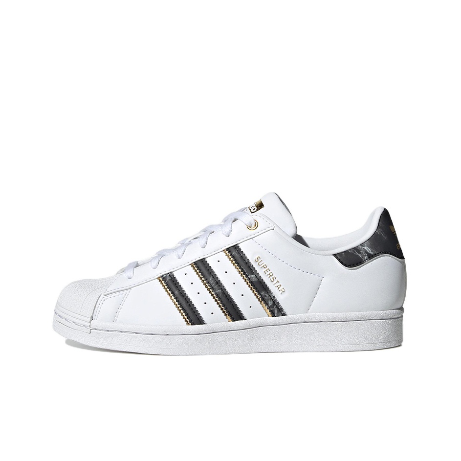 Adidas Originals Superstar Shoes White Black Gold Metallic Women s