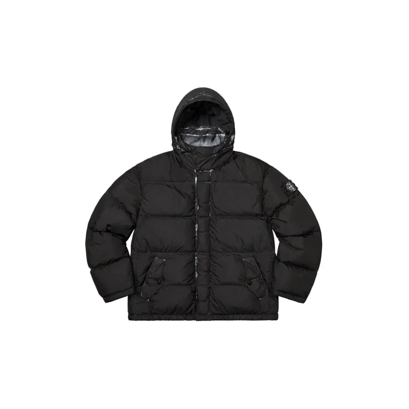 Supreme X Stone Island Painted Camo Crinkle Down Jacket-2