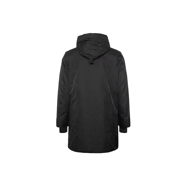 DAVID NAMAN Solid Color Hooded Mid Length Down Jacket Men's Black-1