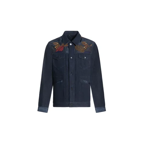 RARE Denim Jackets Men Navy Blue