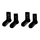 2 Pack (Crew Cuffed Floral Black)