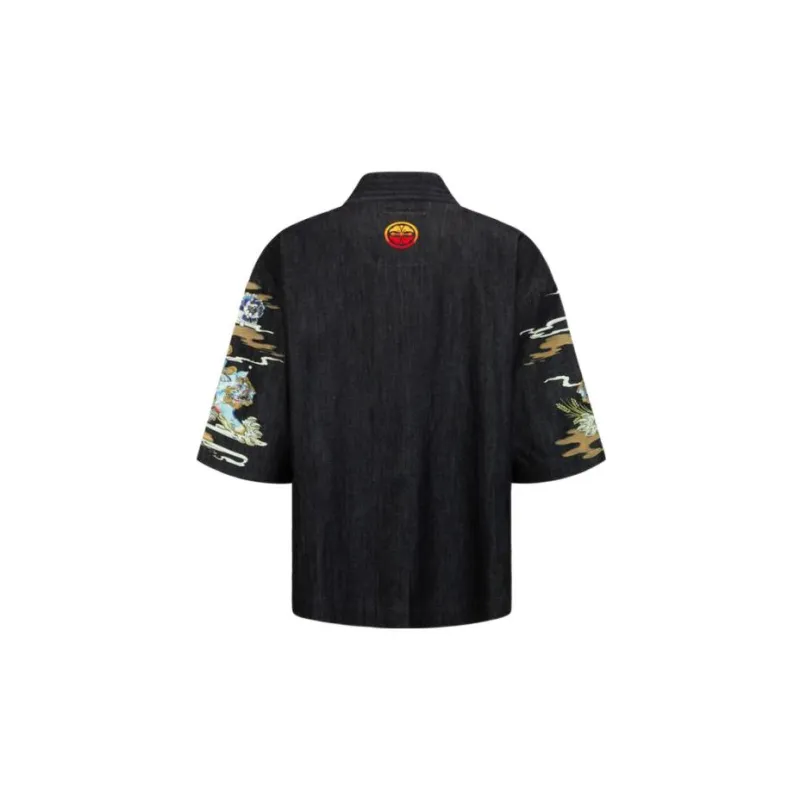 EVISU Komainu All Over Printed Denim Kimono 'Denim Blue'-1