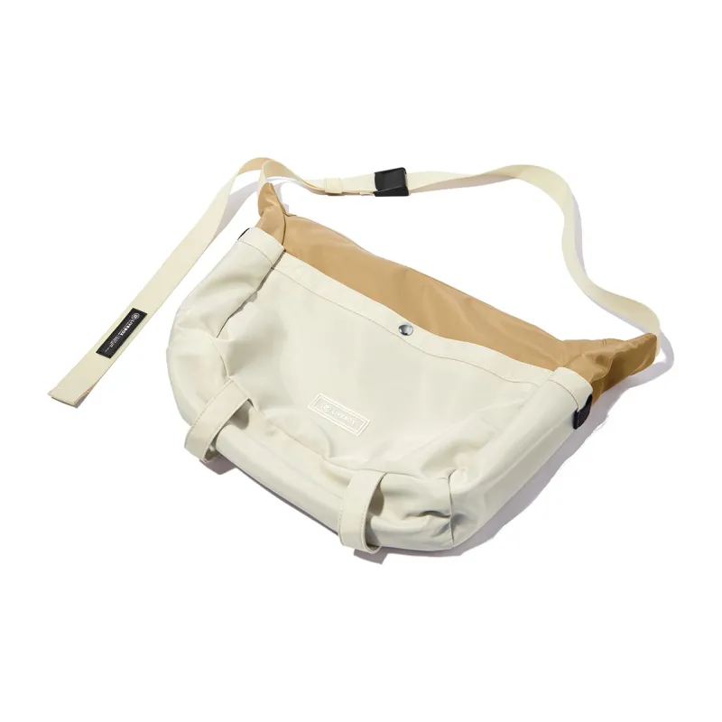 LIVEBOX EN DIRECT Nylon Commute Bag, Crossbody Bag Men's Khaki/White-2