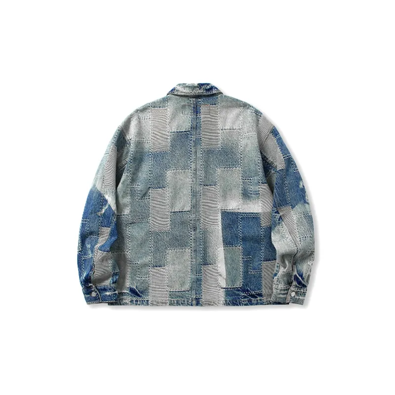 YAOJIUJIUQI Loose Fit Denim Jacket Unisex Blue-1