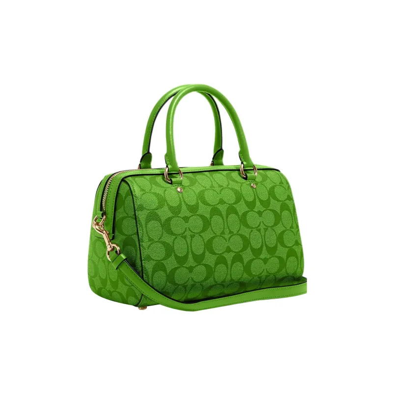 COACH Rowan Canvas With Leather Handbag Shoulder Bag Boston Bag Crossbody Bag Large Size Women's Green-1