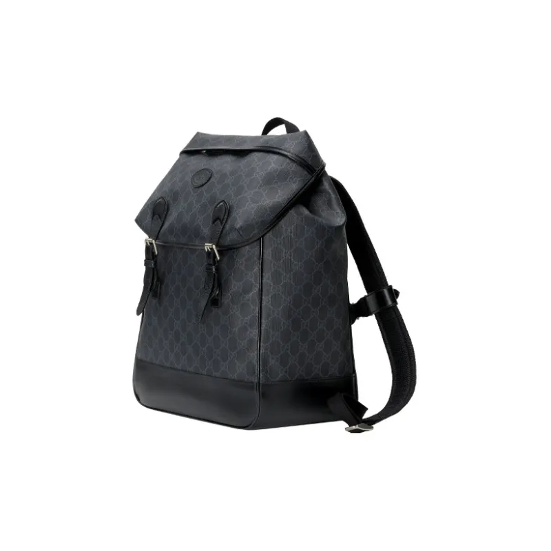GUCCI Canvas Leather Laptop Backpack Men's Black Gray Color-1