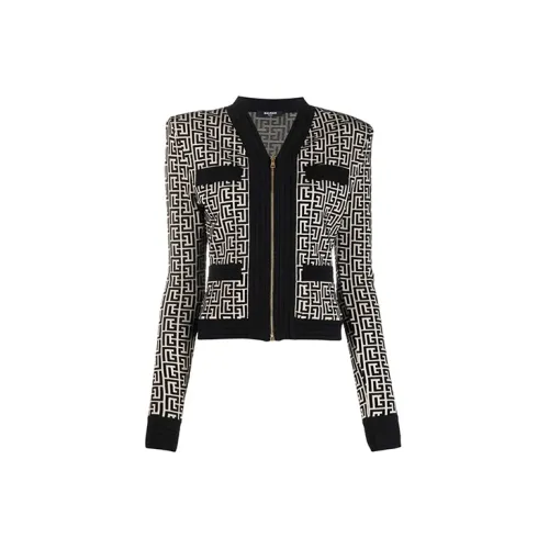 BALMAIN Cropped Coats Women's Black