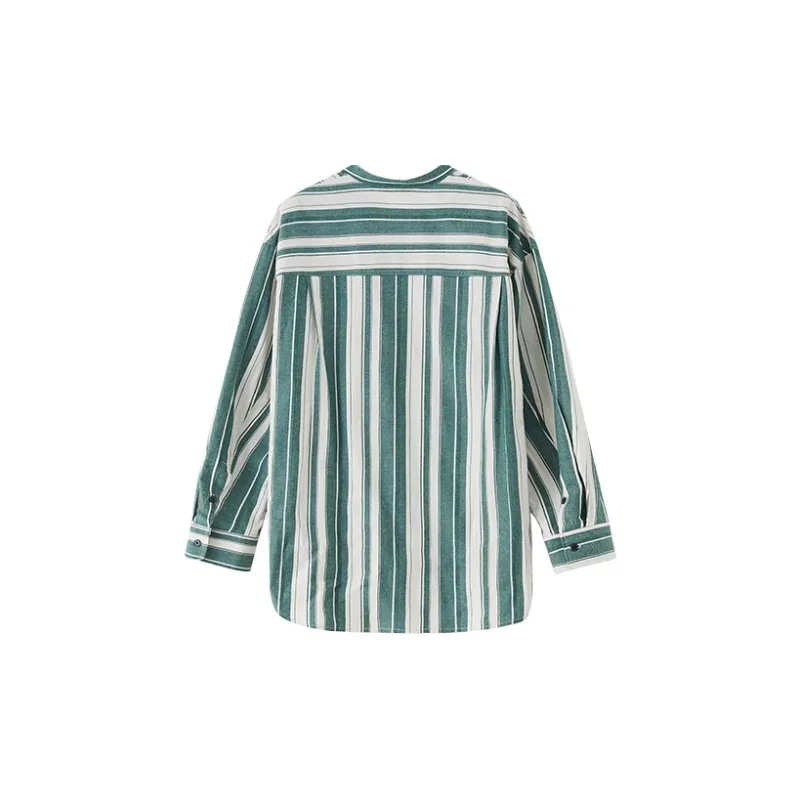 DEER AND FLYER Shirts Women's Green Stripes-1