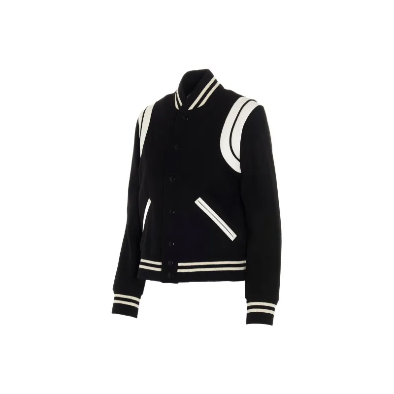 SAINT LAURENT Women's Teddy Jacket Black White-2