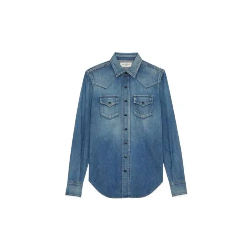 SAINT LAURENT Denim Jackets Women's Blue