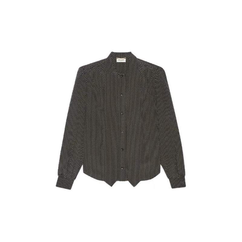SAINT LAURENT Pussy bow Polka dot Blouse-2