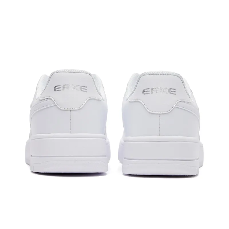 Erke Durable Breathable Low Top Skateboard Shoes Unisex White Silver-3