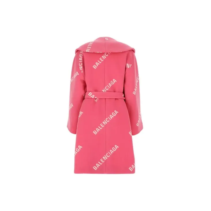Balenciaga Women's Printed Wool Blend Coat Pink-1
