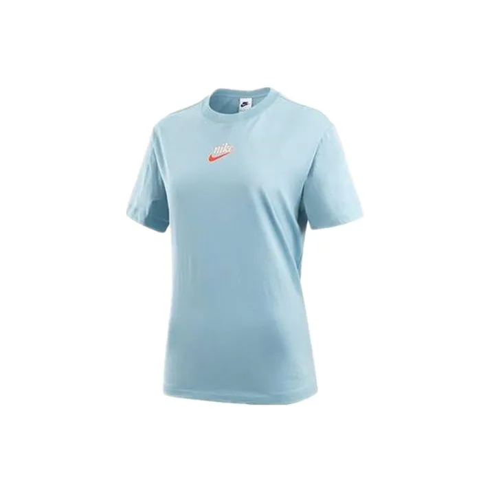 Nike Women'ss Retro Logo Cartoon Print Crewneck T-Shirt Blue-1