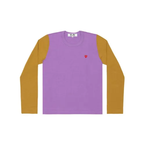 CDG Play T-Shirts Women's Mustard Yellow With Purple Accents