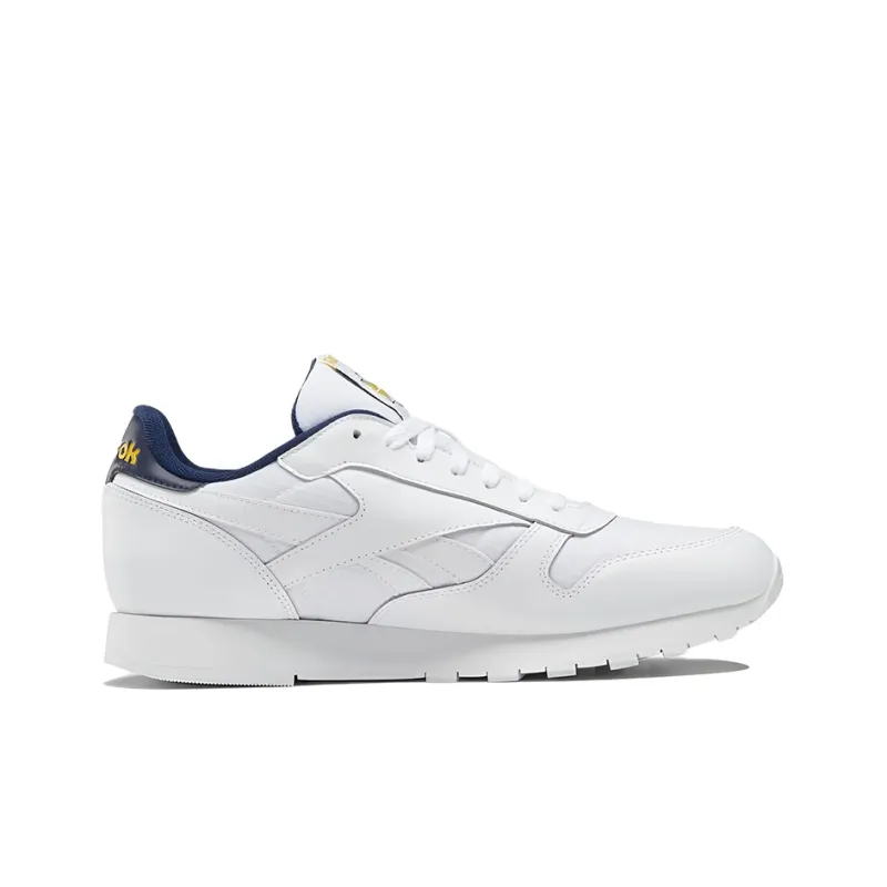 Reebok Classic Leather Low-Top Running Shoes Men's White Yellow-1