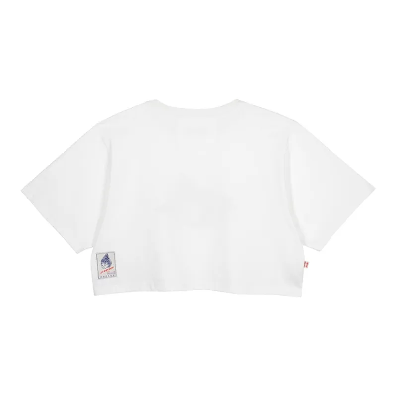 Nengmao Store Straight Elbow-Length Sleeved T-Shirt Women's Raw White-1
