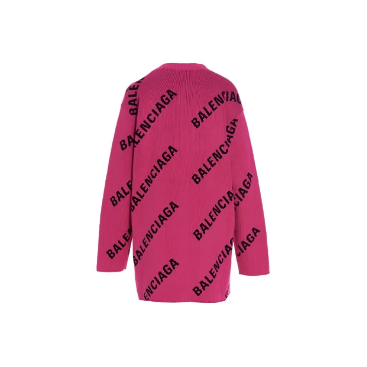 Balenciaga Allover Logo Cardigan 'Pink/Black'-1
