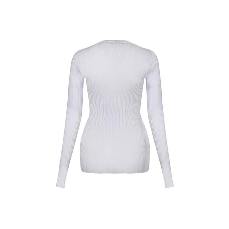 WE11DONE Logo Embroidered Ribbed Top White-1