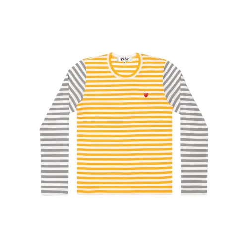 CDG Play T-Shirts Women's Yellow And Grey Patchwork