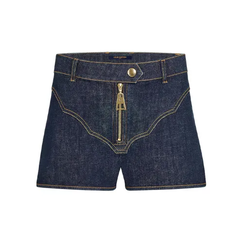 LOUIS VUITTON New Quarterly Products Of LV Denim Shorts Women's Dark Blue