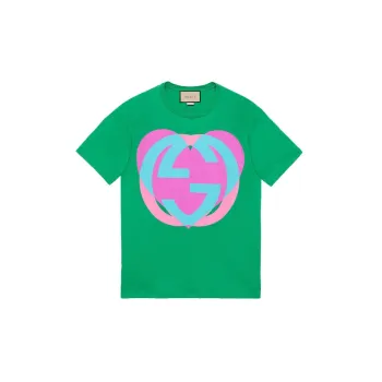 GUCCI Interlocking G Heart print T shirt
