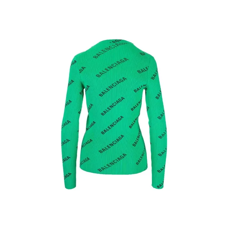 Balenciaga All Over Logo Crewneck Sweater 'Electric Green'-1