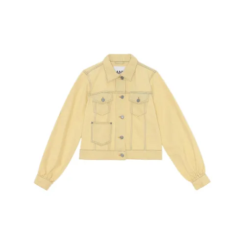 GANNI Denim Jackets Women's Yellow