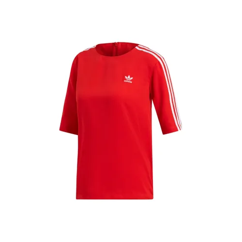 Adidas Originals 3-Stripes T-Shirts Women's Red