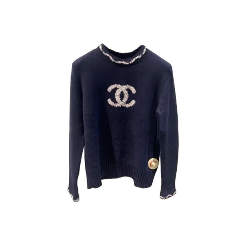 CHANEL Cashmere Sweaters Women's Dark Blue