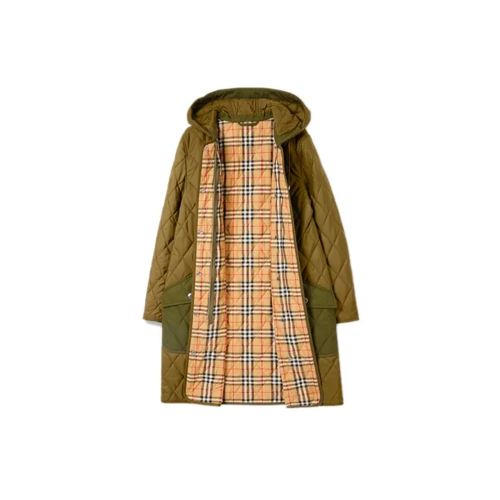 Burberry Coats Women's Army Green-2