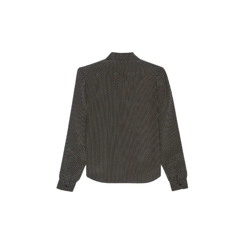 SAINT LAURENT Pussy bow Polka dot Blouse-3