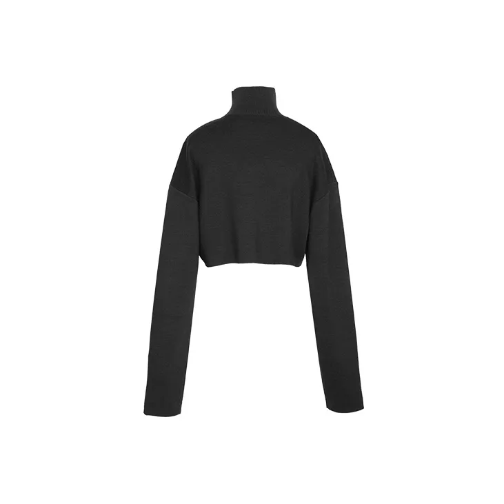C2H4 Asymmetrical Turtleneck Sweater 'Black'-1