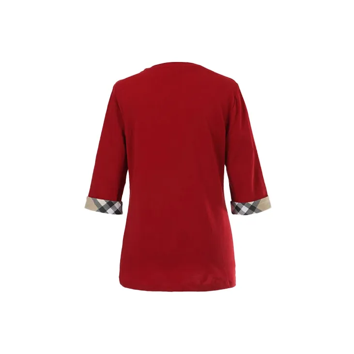 Burberry Women's Cotton Half Sleeve Shirt Red -1