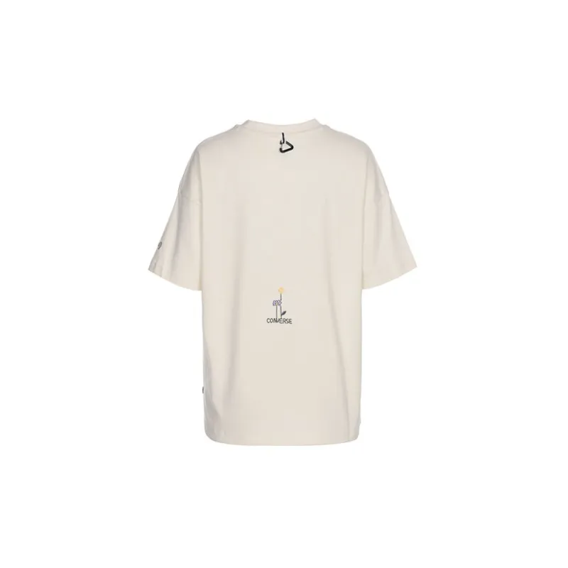 Converse Drop Shoulder Sleeve T Shirt Women's Ecru-1