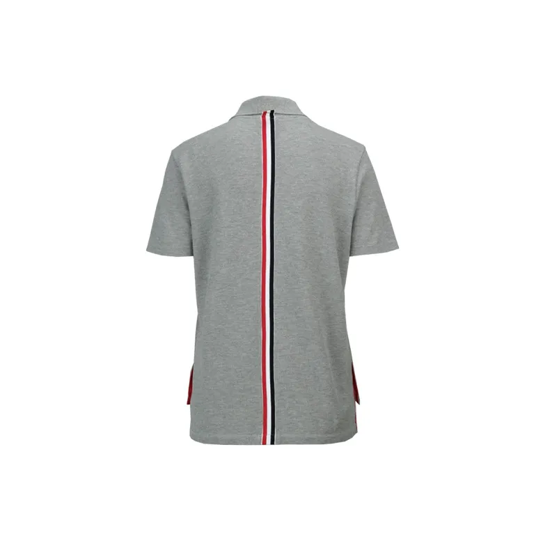 THOM BROWNE Center Back Stripe Piqué Polo Top-1